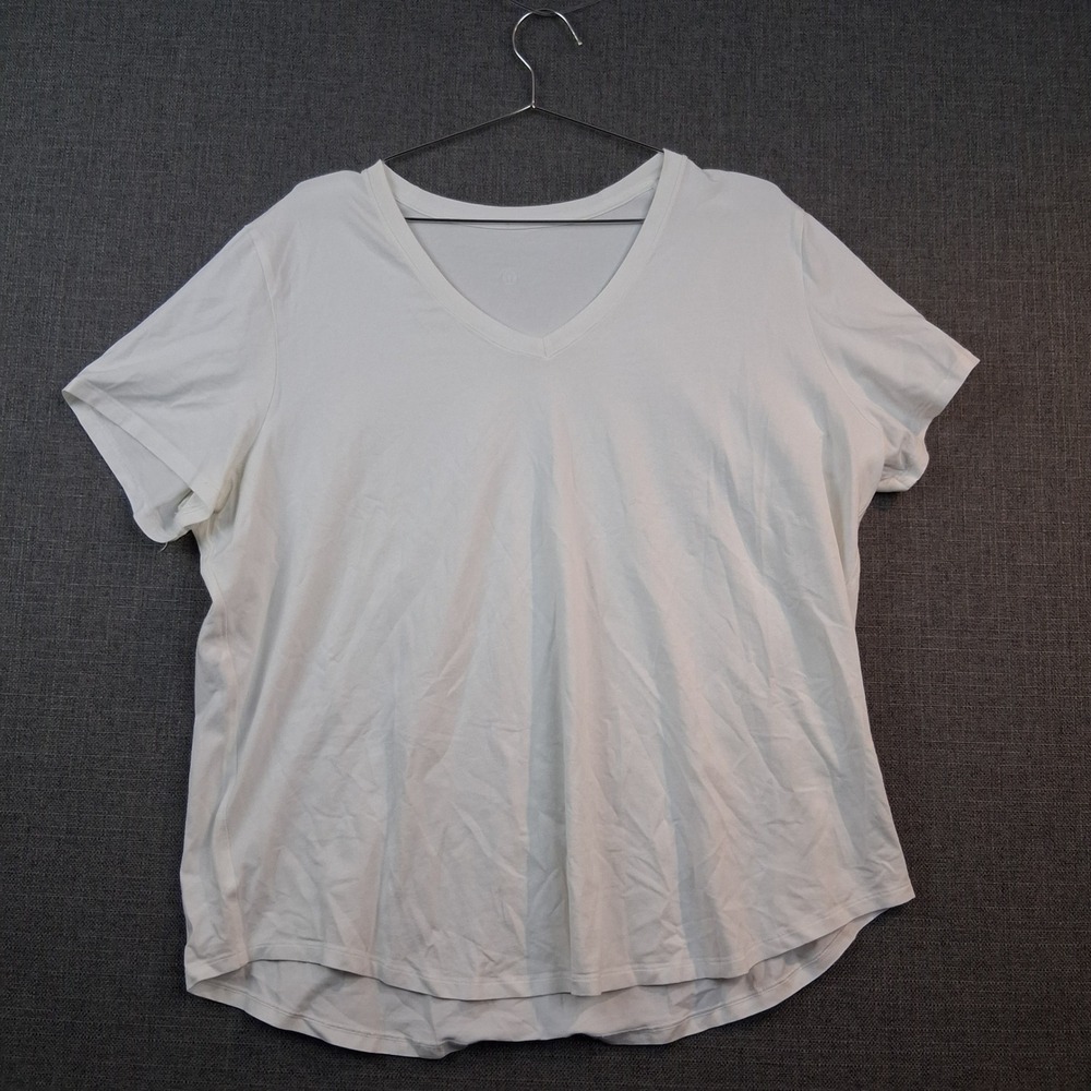 Lululemon Love Tee V White Short Sleeve V-Neck Curved Hem Activewear Shirt 12